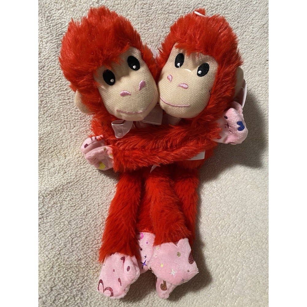 New Fury Hugging Monkeys Red LOVE  VALENTINE'S DAY Detachable Sweetheart NWT